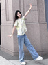 熙然【氣質(zhì)直筒女神褲】夏季新款清新高腰休閑寬松闊腿牛仔褲女薄長褲 淺藍色 S 曬單實拍圖