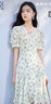 香影綠色碎花連衣裙女2025夏裝新款小個(gè)子清新收腰泡泡袖v領(lǐng)裙子 綠花 L 165/88A/110-125斤 曬單實(shí)拍圖