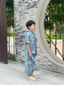 DOMIAMIAKIDS2025新款短袖演出服兒童漢服夏季男童中國(guó)風(fēng)古風(fēng)唐裝女童旗袍 新中式藍(lán)色套裝男 130 【建議身高121-130cm】 曬單實(shí)拍圖