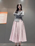 夏雨瑤韓系穿搭套裝女25春夏季學(xué)院風(fēng)獨(dú)特絕美小香風(fēng)一整套上衣半身裙女 灰色上衣+粉色裙子【套裝】 溫柔法式高級(jí)感學(xué)院風(fēng) M 【建議90-110斤】 曬單實(shí)拍圖