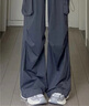 燦圖冰絲傘兵工裝休閑褲女裝夏季薄款高腰顯瘦闊腿寬松運動(dòng)直筒長(cháng)褲子 黑色 S 【建議85-90斤】 曬單實(shí)拍圖