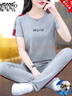 啄木鳥(niǎo)夏季純棉短袖運動(dòng)服套裝女2026新款夏裝中年媽媽休閑兩件套 灰色/長(cháng)褲套裝 4XL[建議155-175斤] 曬單實(shí)拍圖