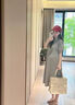 苒祺祺孕婦連衣裙夏款2025新款大碼寬松刺繡夏季長裙薄款孕期夏裝裙子 米杏色 XL 曬單實拍圖