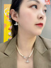 VVIENNE WESTLOCK西太后珍珠項鏈女土星回形針銀色帶鉆送女友 銀色珍珠別針項鏈 曬單實拍圖
