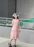 Dudant國際品牌女童夏裝裙子2025新款童裝兒童夏天雪紡公主裙女大童夏季 粉色 130 cm 曬單實(shí)拍圖