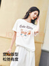 森馬（Semir）短袖t恤女中長(zhǎng)款萌寵花上衣25夏透氣吸濕寬松套頭衫109325100005 曬單實(shí)拍圖