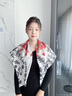 瑪麗亞·古琦（MARJA KURKI）雙面色真絲絲巾女士禮盒裝 大方巾絲巾送長輩桑蠶絲圍巾絲綢禮物 紅紫色 曬單實(shí)拍圖