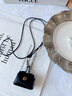 清晨的星星復古皮質(zhì)耳機套掛件女項鏈零錢(qián)收納小包配飾鎖骨鏈首飾頸鏈毛衣鏈 黑色小包項鏈 曬單實(shí)拍圖