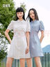 森馬（Semir）【連衣裙合輯】夏天女法式慵懶風裙子復(fù)古學院風針織裙雪紡碎花裙 E款田園風碎花裙-綠色調(diào)00344 XL 曬單實拍圖