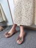 達(dá)芙妮包頭拖鞋女2025夏季新款套腳拖鞋女蝴蝶結(jié)外穿女士懶人拖百搭女鞋 杏色 37 曬單實(shí)拍圖