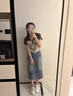 薩拉維夫 SLLAVIF品牌復古牛仔半身裙女2025夏季中長款小個子褲子a字包臀開叉裙子 復古藍半身裙 XS 曬單實拍圖