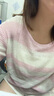 歐時力OCHIRLY 亞麻棉條紋針織衫女上衣露肩慵懶風2025春季新品 粉條 S 曬單實拍圖