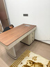 斯蘭夢(mèng)貝意式高端書(shū)房辦公桌書(shū)桌實(shí)木桌柜一體北歐輕奢老板桌帶抽屜電腦桌 右手柜-帶智能插排-不帶椅 140x70x75cm(實(shí)木馬鞍皮) 曬單實(shí)拍圖