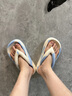 JCZS厚底人字拖女款2025新款夏季外穿防滑防臭夾腳海邊沙灘涼拖鞋女士 藍色 36 -37【適合35-】 曬單實(shí)拍圖