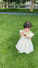 G.DUCKKIDS小黃鴨女童連衣裙夏裝夏季2025新款寶嬰幼兒童洋氣純棉小飛袖裙子 米杏色 兒童純棉刺繡公主裙 100 曬單實(shí)拍圖