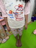 纖絲鳥兒童睡衣夏季薄款男女童家居服套裝透氣舒適中小童衣服 戲水小兔 曬單實(shí)拍圖