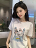 一寸相思白色短袖t恤女2025夏季新款洋氣百搭純棉夏裝小個子半袖上衣體恤 白色-戴帽女孩 XL (110-125斤） 曬單實拍圖