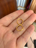 中銀鑫行黃金素圈耳環(huán)光面999足金圓形耳飾養耳純金黃金養耳洞 小號耳釘一對（克重多退少補） 約1g 曬單實(shí)拍圖