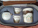 瓷牌茗茶具（cipaiming teaset）旅行茶具套裝戶外便攜式陶瓷快客杯一壺四杯辦公室功夫茶壺泡茶 白古茗1壺4杯+罐盤+棕皮包+巾夾 曬單實(shí)拍圖