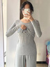 Mom Jane哺乳上衣t恤秋衣孕婦保暖內(nèi)衣莫代爾喂奶內(nèi)搭打底衫春秋款帶胸墊 雅灰色【柔滑莫代爾-帶胸墊】 L 曬單實拍圖