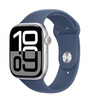 Apple/蘋果 Watch Series 10 智能手表GPS+蜂窩款46毫米銀色鋁金屬表殼丹寧色運動型表帶S/M MWYF3CH/B 曬單實拍圖