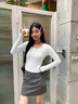 MJ STYLEU領(lǐng)開扣修身長袖T恤女2025年秋季女裝新款修身顯瘦親膚內(nèi)搭打底衫 曬單實拍圖
