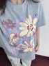 MARDI官方正品韓系花朵印花圓領(lǐng)休閑短袖25夏新款小眾輕奢潮牌T恤上衣 W111淺花灰 均碼 曬單實(shí)拍圖