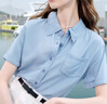 百圖betu女裝2025夏季新款襯衫天絲棉防曬上衣短袖牛仔外套女2505T41 牛仔色 L 曬單實(shí)拍圖