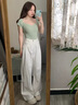 小野七天白色褲子闊腿褲高腰牛仔褲女夏季2025寬松顯瘦休閑長(zhǎng)褲時(shí)尚百搭 白色 M 曬單實(shí)拍圖