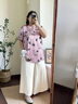 MsShe【新中式印花緞面小衫】大碼女裝2025夏裝胖mm國風(fēng)盤扣小衫 柔霧粉色現(xiàn)貨 2XL 曬單實(shí)拍圖