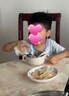 沃德百惠（WORTHBUY）兒童輔食碗餐具套裝寶寶學(xué)吃飯幼兒園帶手柄防摔防燙牛奶杯碗勺叉 兔雙耳碗+316直柄叉+勺+筷 4件套 曬單實(shí)拍圖