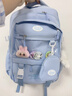 青春最好時(shí)學(xué)院小清新初中生大容量書(shū)包高中學(xué)生雙肩包可愛(ài)森系少女背包痛包 藍色【大容量耐磨】+掛件 曬單實(shí)拍圖
