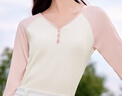 森馬（Semir）長(zhǎng)袖t恤女短款V領(lǐng)純色網(wǎng)眼罩衫夏性感針織兩件套101324107005 曬單實(shí)拍圖