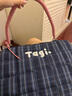 Tagi.Tagi.編織小枕頭充棉刺繡串珠手提單肩電腦包筆記本包 藍莓餅干 曬單實拍圖