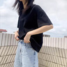 自由系7A級(jí)抗菌純棉重磅T恤2025新款黑色潮流寬松休閑白色短袖女夏季t恤 曬單實(shí)拍圖