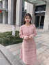 尚靜氣質淑女小香風A字裙秋季款精致感粗花呢長袖連衣裙 粉/多色 M 曬單實拍圖