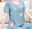 古今（GUJIN）春夏新品家居服睡褲中老年媽媽睡衣女棉綢寬松大碼薄款套裝3XL 曬單實(shí)拍圖