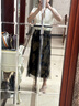 COCOBELLA[浮金碎影]新中式燙金網(wǎng)紗半身裙夏開(kāi)叉長(zhǎng)裙HS0028 黑金 L 曬單實(shí)拍圖