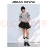 UR2025夏季新款女裝撞色格紋木耳邊泡泡袖罩衫襯衫UYL250073 淺黑灰色格子 M 曬單實(shí)拍圖