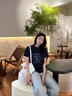 藏青色正肩短袖t恤女夏季美式復古設計感小眾修身顯瘦短款上衣ins 藏青色 M 曬單實(shí)拍圖