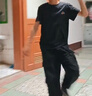 鴻星爾克（ERKE）童裝男女童短袖兒童大小童圓領針織衫T恤正黑150 曬單實拍圖