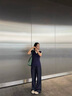 櫻桃刺繡撞色學(xué)院風(fēng)翻領(lǐng)短袖t恤女夏季2025新款修身顯瘦潮流上衣 藏青色 2XL 曬單實(shí)拍圖