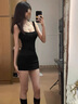 繪詩慧裙子吊帶連衣裙夏天女2025年新款吊帶裙包臀裙短裙黑色小個子顯瘦 包臀背心短裙【黑色】 L 【建議100-115斤】 曬單實拍圖