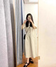 愛 西娜女大童連衣裙夏季2025新款初中生夏裝中長款裙子夏款韓版寬松15歲 米色 150 cm 曬單實拍圖
