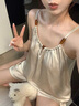 另約冰絲睡衣女款帶胸墊夏季復(fù)古風(fēng)條紋吊帶簡(jiǎn)約國(guó)風(fēng)可外穿家居服套裝 535 圓領(lǐng)吊帶 固定胸墊 M 曬單實(shí)拍圖