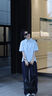 Teenie Weenie小熊女裝襯衫2025夏季新款清新學(xué)院簡(jiǎn)約棉麻混紡短袖 藍(lán)色 M 曬單實(shí)拍圖
