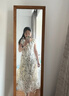 紅袖度假風(fēng)碎花連衣裙2025夏季新款女裝【繁華如夢(mèng)】高腰鉆石領(lǐng)雪紡裙 米底黑花670 M 曬單實(shí)拍圖