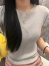 中國黃金郁金香黃金項鏈女足金鑲玉吊墜七夕情人節(jié)禮物送女友老婆紀念日 足金如花似郁吊墜+ 925銀鏈 曬單實拍圖