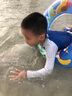 愛(ài)慕兒童（AIMER KIDS）新品奧特曼光防曬耐氯兒童泳衣套裝男童長(cháng)袖五分褲分身泳衣泳帽 藍色奧特曼局印 120 曬單實(shí)拍圖