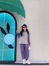 G.DUCKKIDS女童春秋裝套裝2024新款中大童女孩童裝兒童衛(wèi)衣運(yùn)動(dòng)服秋冬兩件套 字母R連帽套裝-紫色 140cm 曬單實(shí)拍圖